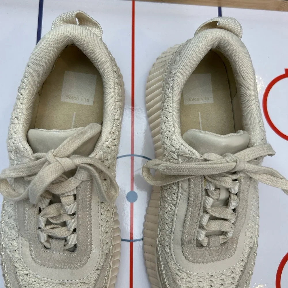 Dolce Vita Dolen Womens Shoes Beige Knit Sneakers‎ Chunky Low Top Fashion US 9